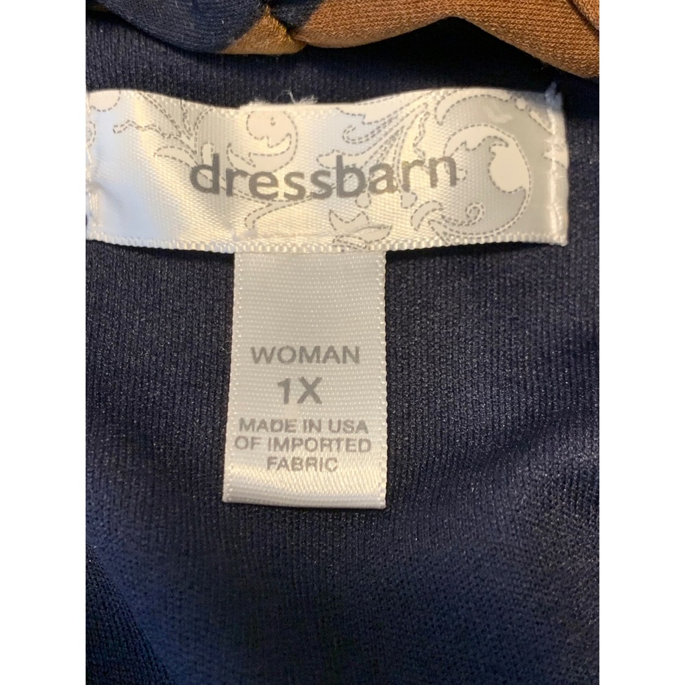 Dressbarn 1X Artsy Strip Swirl Print Open Front Peplum Cardigan - Picture 4 of 8